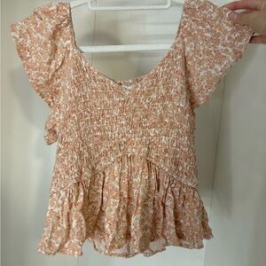 Floral Ruffle Sleeve Top